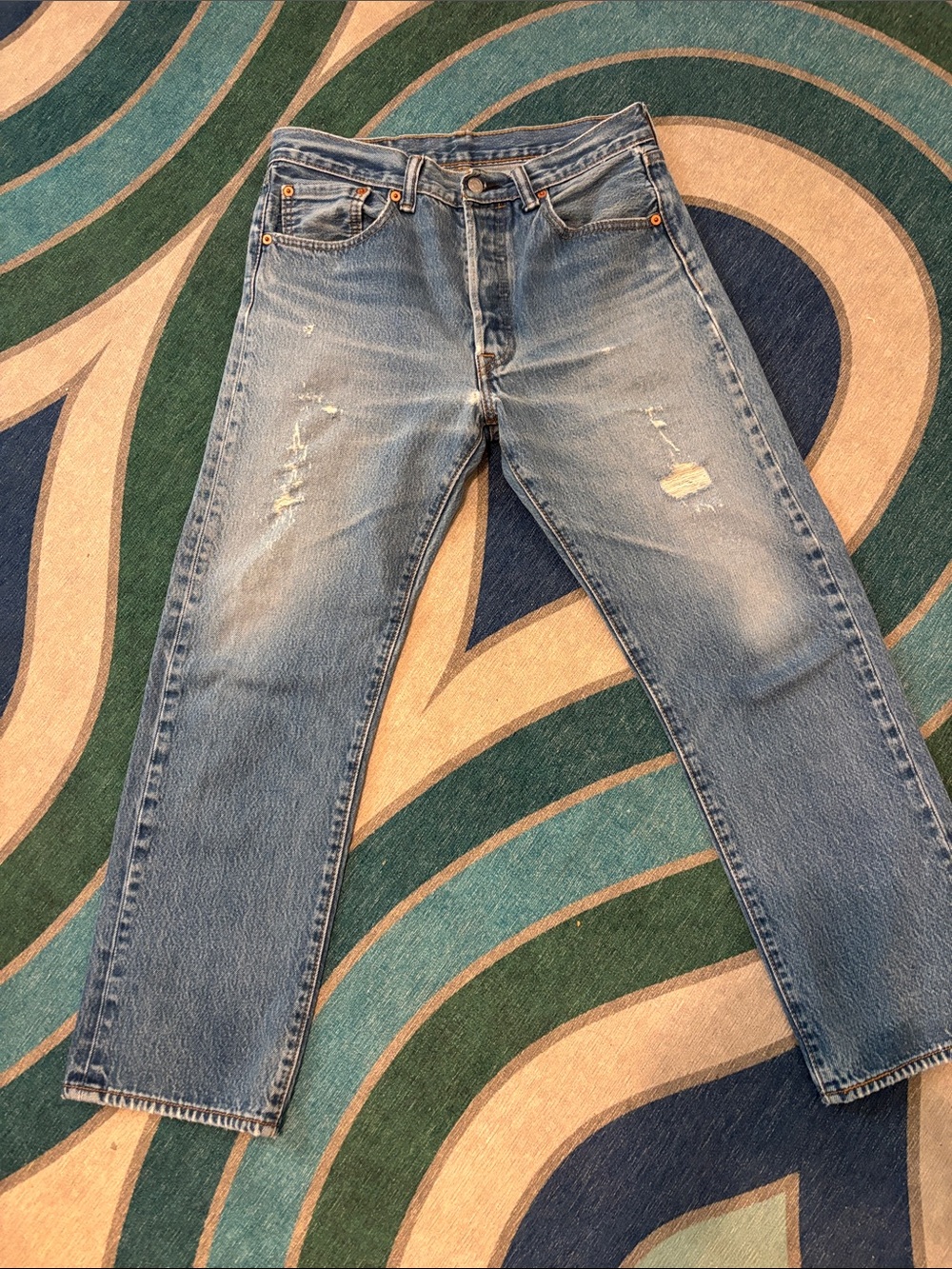Classic Levi’s 501s Light Blue Distressed Jeans